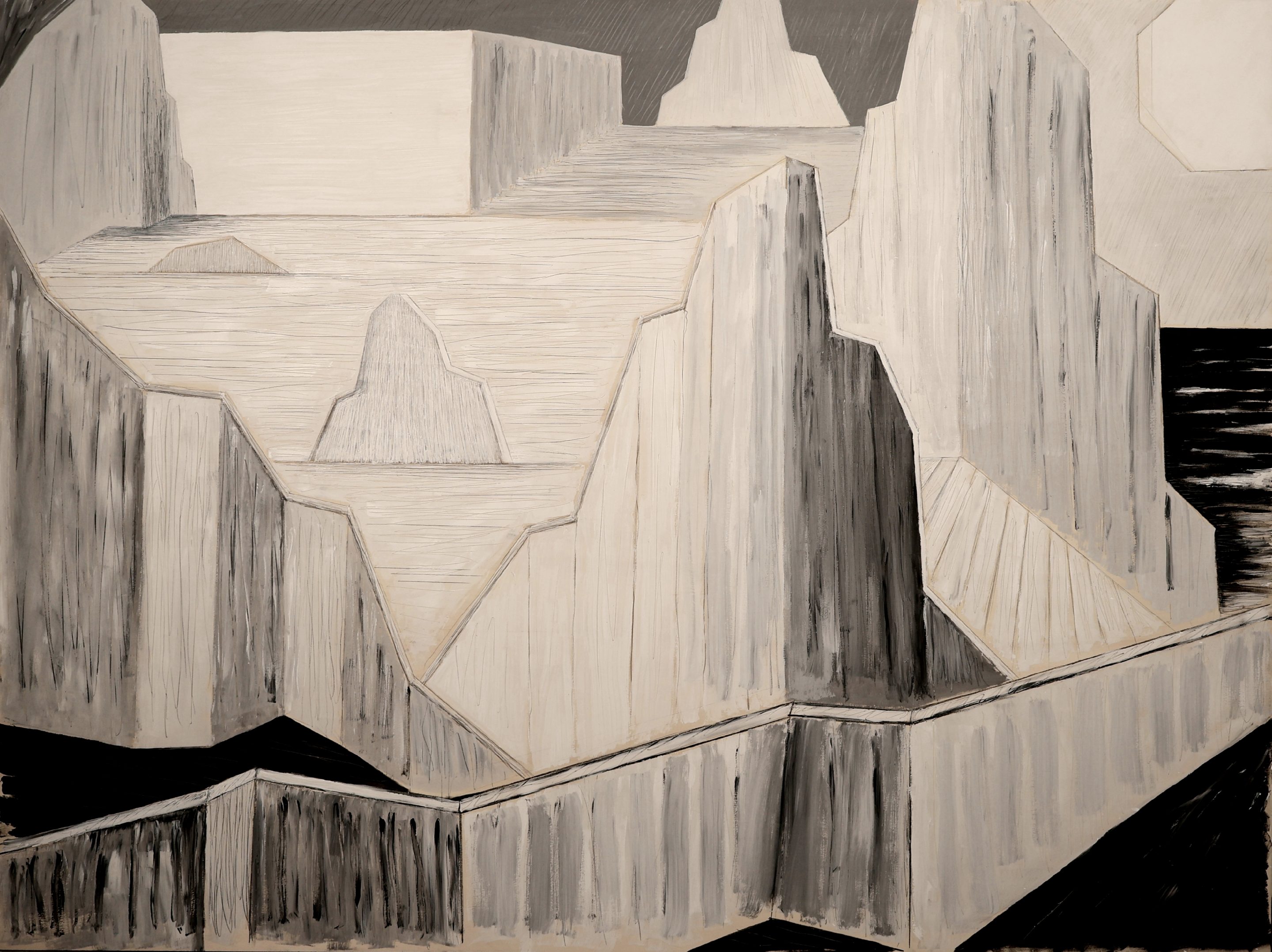 Umana Assenza n.1, 2019/2021, cm 185x250, acrilico, carbone e matita su tavola