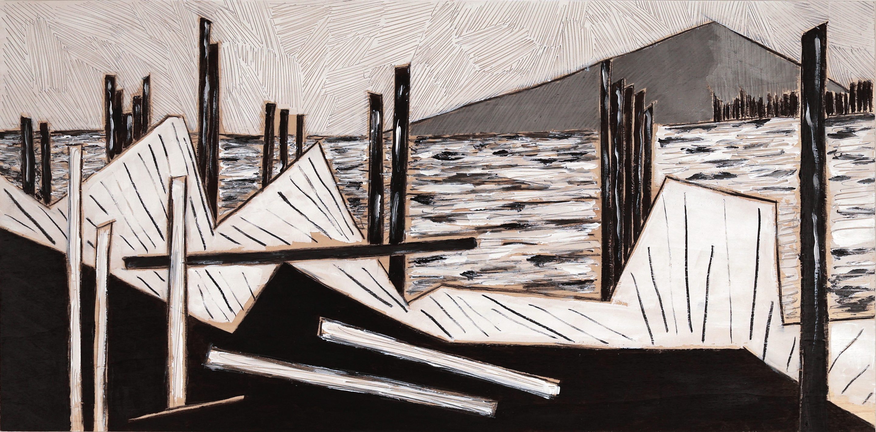 Un viaggio n. 1, 2022, acrilico su tavola, cm 40x80