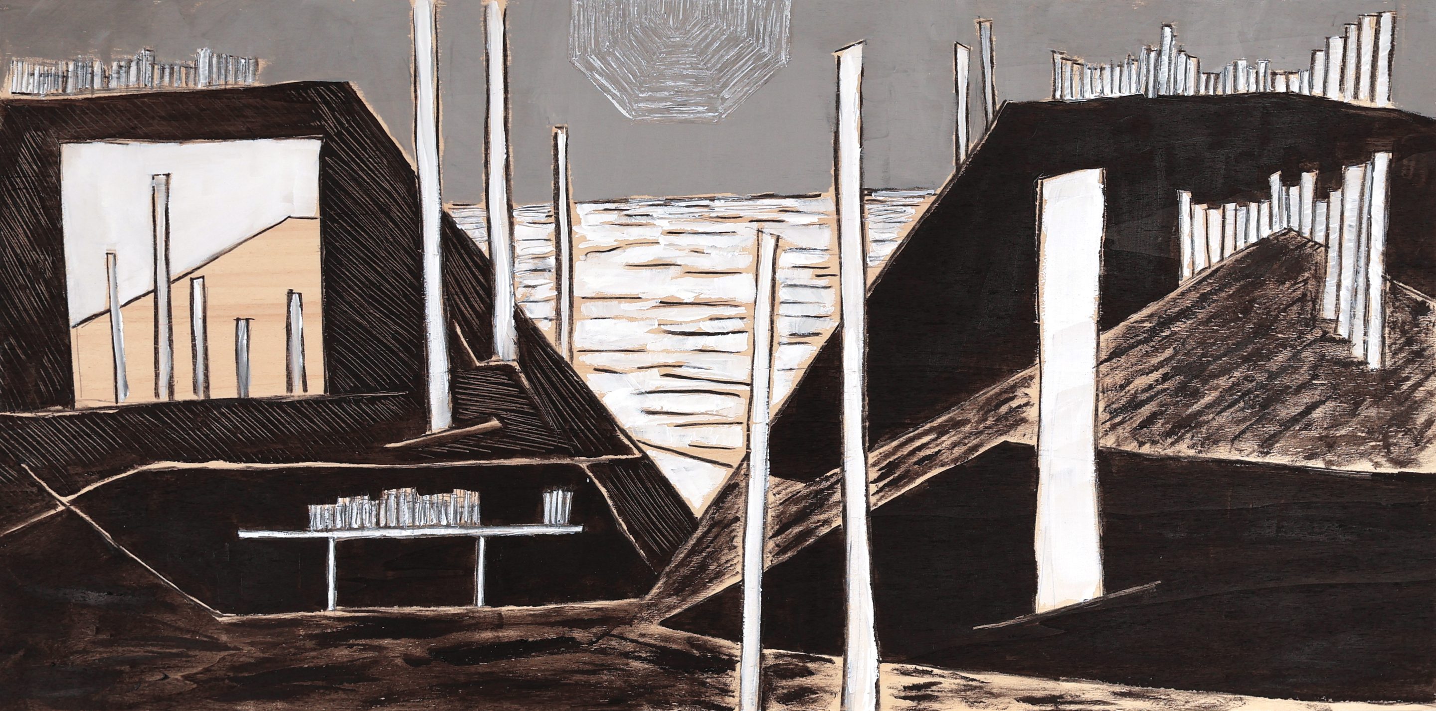 Un viaggio n. 2, 2022, acrilico su tavola, cm 40x80