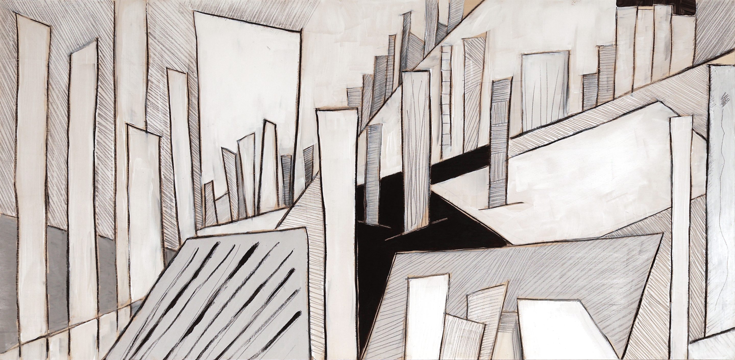 Un viaggio n. 3, 2022, acrilico su tavola, cm 40x80