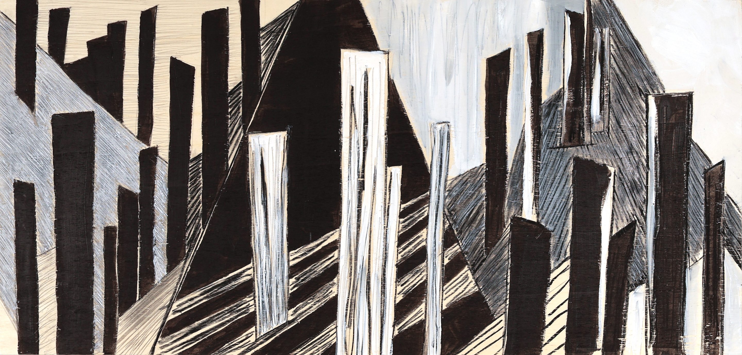 Un viaggio n. 4, 2022, acrilico su tavola, cm 40x80